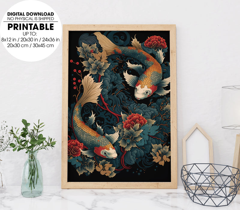 We Are Just Two Lost Souls Canvas, Japanese Koi Fish, Poster Design, P