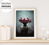 Pink Lilies And Red Roses Made Of Stone, Crumbling To Pieces, Poster Design, Printable Art
