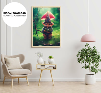 Tiny Gnome And Cute Forest Gnome, Adorable Tiny Pet Design, Poster Design, Printable Art