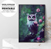Cute Owlmancer, Flowerpunk, Intricate Details, Forestpunk, Poster Design, Printable Art