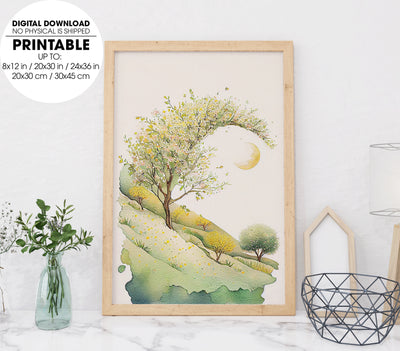 Meadow Watercolor Style, Lovely Field, Art For Relaxing, Poster Design, Printable Art
