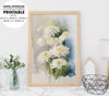 A Bunch Of Blooming Chrysanthemum, Watercolor White Flower, Poster Design, Printable Art