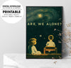 Are We Alone Lonely Young Boy And Girl, A Starry Night, Grassy Field, Poster Design, Printable Art