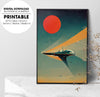 Retrofuturist Space Ship, Sun In The Background, Love Retrofuture, Poster Design, Printable Art