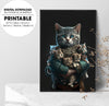 Cat Holding An Armload Of Kitten, Big Cat And Five Kittens, Poster Design, Printable Art