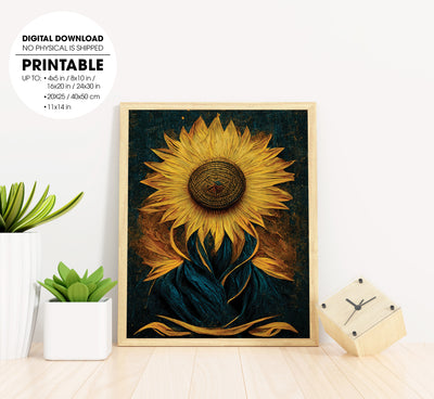 The Sun Tarot Card, Sunflower, Hyper Realistic, Horror Style Art, Poster Design, Printable Art
