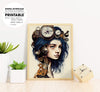 Girl With City On Her Head, Time Is Not Much, Not Have More Time, Poster Design, Printable Art