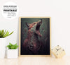 The Yawning Decaying Fox Dissolving Into Bones And Tendons, Poster Design, Printable Art