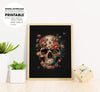 The Skull Covered By Flowers, Skull So Art With Flowers Blossom, Poster Design, Printable Art