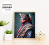 Portrait Photo Of A Asia Old Warrior Chief, Soldiers Into The Forest, Poster Design, Printable Art