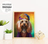 Dog Dressed As A Hippie, The Dogs Hippie With Strange Necklace, Poster Design, Printable Art