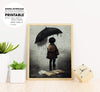 Lonely Boy, Dark Cloud Of Depression Hanging Over A Little Child, Poster Design, Printable Art