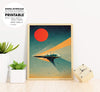 Retrofuturist Space Ship, Sun In The Background, Love Retrofuture, Poster Design, Printable Art