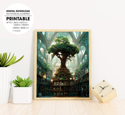 Roots Of Epic Tree Contain Large Interior Of Beautiful Underground, Poster Design, Printable Art