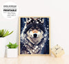 Anthropomorphic Wild Large Wolf Epic Standing Still Portrait, Poster Design, Printable Art