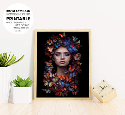 Full Body Portrait Of An Incredibly Beautiful Forest Nymph Painted, Poster Design, Printable Art