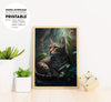 Bengal Cat Lying In Flower, Cat In The Secret Forest, Bengal Cat Canvas, Poster Design, Printable Art