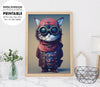 Tiny Cute Cyberpunk Pirate Cat, Goggles, Hyperdetailed, Pirate Hat, Poster Design, Printable Art