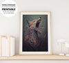 The Yawning Decaying Fox Dissolving Into Bones And Tendons, Poster Design, Printable Art