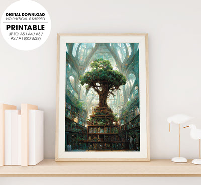 Roots Of Epic Tree Contain Large Interior Of Beautiful Underground, Poster Design, Printable Art