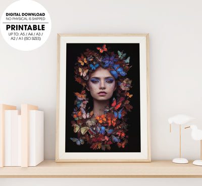 Full Body Portrait Of An Incredibly Beautiful Forest Nymph Painted, Poster Design, Printable Art