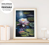 Water Lily In A Serene Pond, Flower Peaceful Art, Love Water Lily, Poster Design, Printable Art