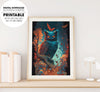 Blue Owl In The Jugle, Cyborg Night Owl in the jungle, Poster Design, Printable Art