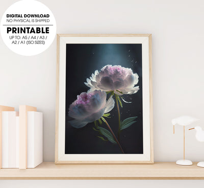 Beautiful And Delicate Peony Flowers, Peony Florals, Mysthery Peony, Poster Design, Printable Art