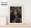 Aztec Emperor Woman Portrait Art, A Woman In Deep Jungle, Poster Design, Printable Art