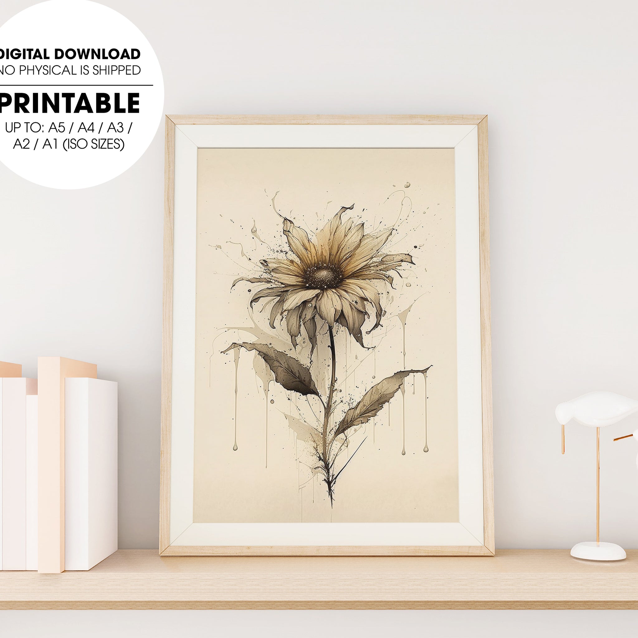 Gerbera Flower, Minimalist Design, Simple Watercolor, Watercolor Painting, Poster Design, Printable Art