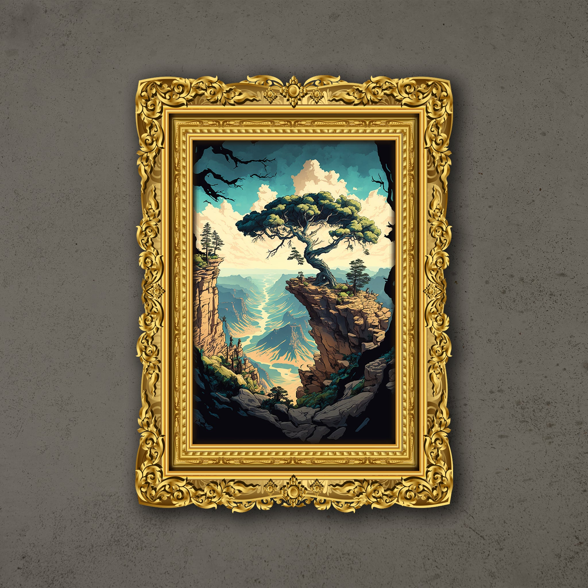 Astonishing Landscape, High Angle View, Japan Landscape Style, Poster Design, Printable Art