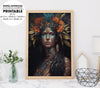 Aztec Emperor Woman Portrait Art, A Woman In Deep Jungle, Poster Design, Printable Art