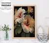 White And Peach Colored Hibiscus Flowers, Luxury Flower, Poster Design, Printable Art
