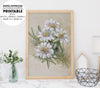 White Chrysanthemum Retro Style, Small White Dry Flowers In Vintage, Poster Design, Printable Art