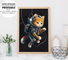 Cute Cat With Astronaut Suit In The Space Big Cute Eyes, Poster Design, Printable Art
