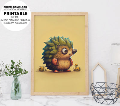 Simply Cartoon Style, Cartoon Hedgehog, Funny, Cute Hedgehog, Poster Design, Printable Art