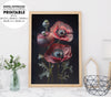 Fruit Punch Poppies In The Garden, Poppies In The Black Background, Poster Design, Printable Art