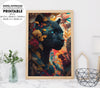 Black Panther Hiding Behind Vibrant Intricate Flowers, Majestic Black Panther, Poster Design, Printable Art