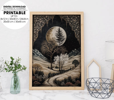 Antiqued Landscape, Moon Phases, Tapestries, Queen Regina, Poster Design, Printable Art