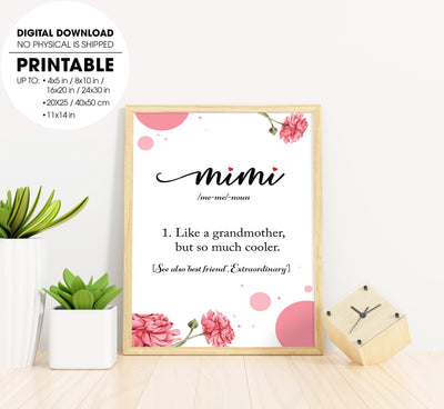 Love Mimi, Best Gift For Mimi, Grandma Lover, Grandmother Poster, Poster Design, Printable Art