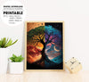 A Beautiful Painting With Tree Of Life, Picture Of Day And Night, Poster Design, Printable Art