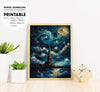 Van Gogh Style Starry Night With Background As Paris With Eiffel Tower, Poster Design, Printable Art