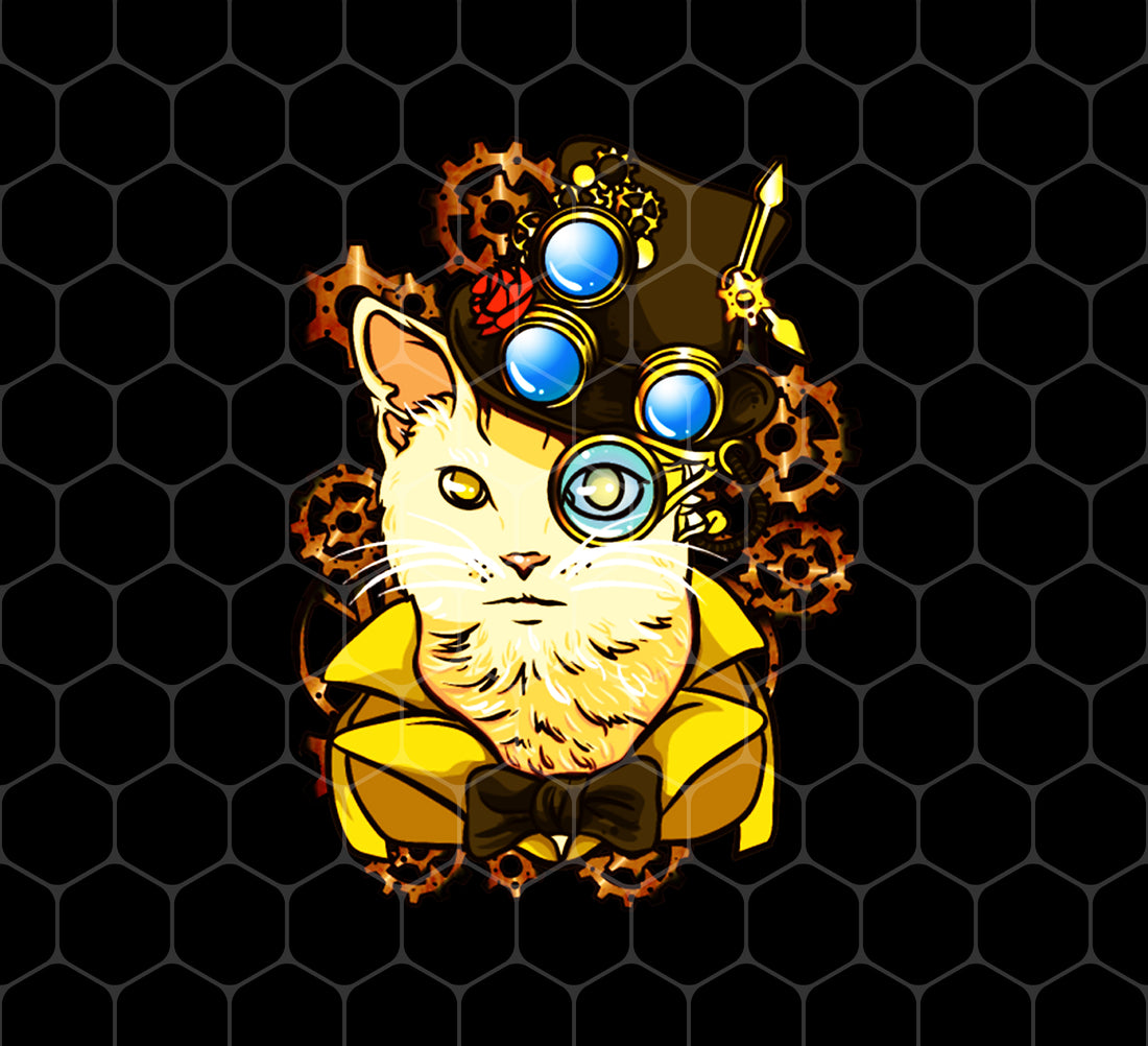 Cat In Steampunk, Steampunk Style Cat, Love Steampunk, Png Printable, Digital File