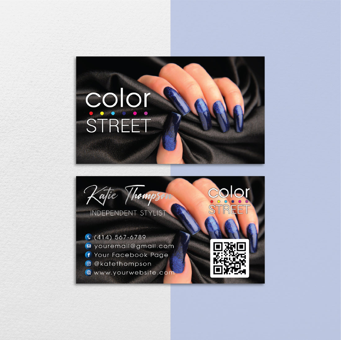 Modern Color Street Business Cards QR Code, Color Street Application Cards CL218