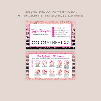Personalized Color Street Business Cards, Color Street Nail Application Cards CL214