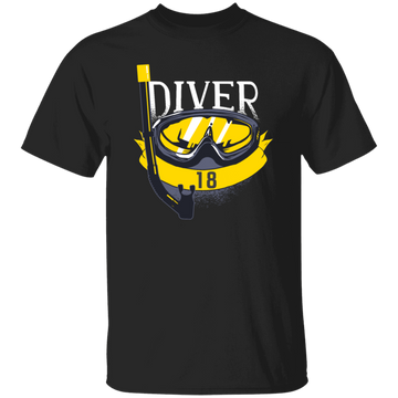 Celebrate the milestone of turning 18 with the perfect gift for the adventurous soul. This exclusive Cool Diver t-shirt features a bold and stylish design, perfect for anyone passionate about scuba diving. Made with high-quality material, it's a comfortable and unique way to commemorate this special birthday.