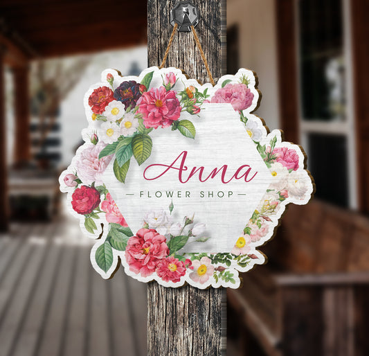 Grow your flower shop's presence with a personalized, wooden sign. This sign is the perfect way to display the name of your florist shop, ensuring that customers and passers-by recognize your brand. With its classic design and sophisticated style, this sign will make a great addition to your storefront.