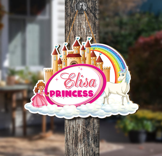 This personalized wooden sign ensures you create a special corner in your daughter's room. It is the perfect way to add a reminder of her princess status with her name custom printed on it. The wooden sign's features make it perfect for a baby girl's room.