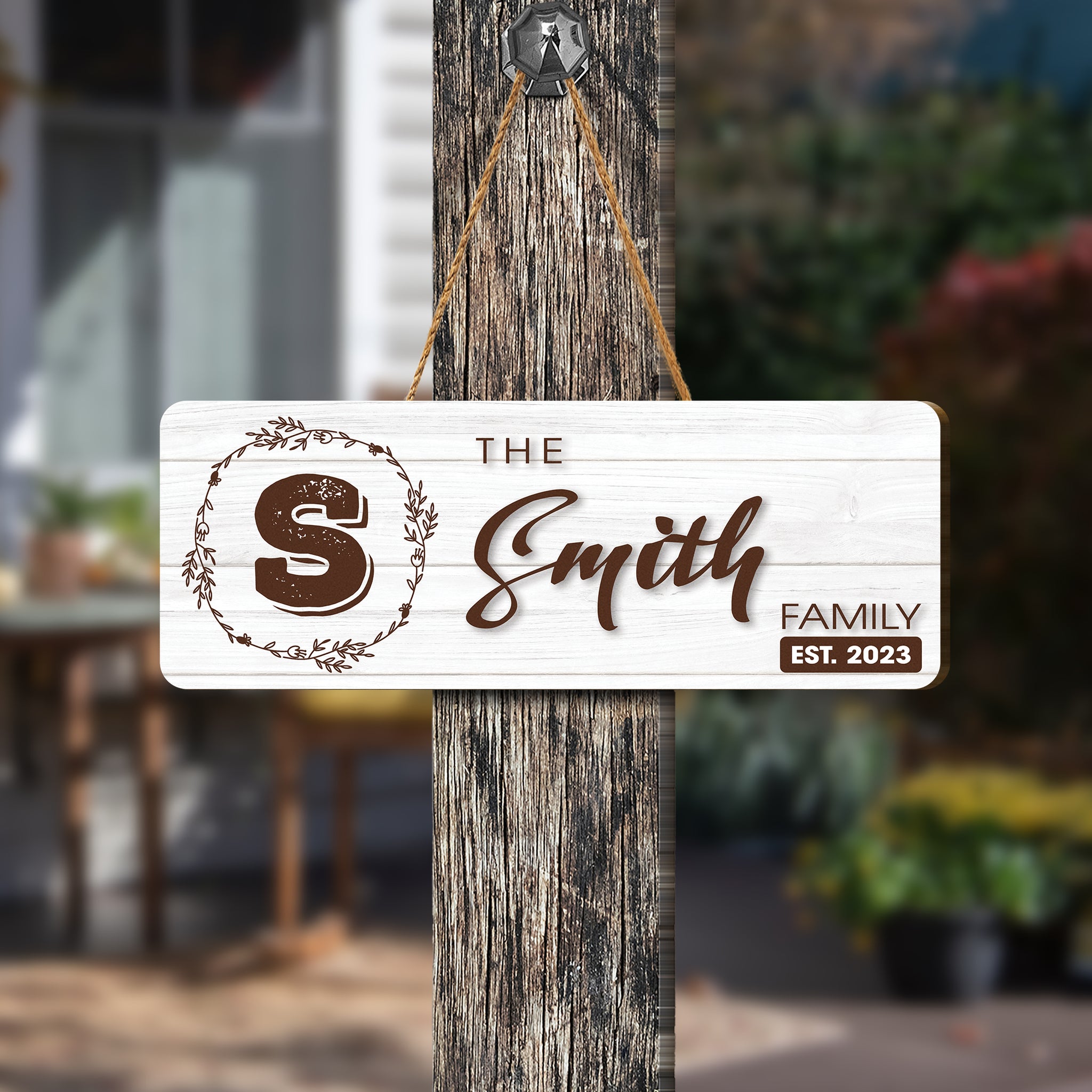 Welcome your family and guests with our Personalized The Family Wood Sign. Crafted from pine wood, this custom sign displays your family's name in an elegant font. Perfect for indoor and outdoor use, this sign is guaranteed to bring a classic, timeless look to your home.