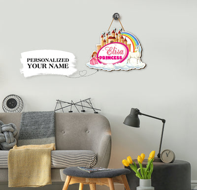 This personalized wooden sign ensures you create a special corner in your daughter's room. It is the perfect way to add a reminder of her princess status with her name custom printed on it. The wooden sign's features make it perfect for a baby girl's room.